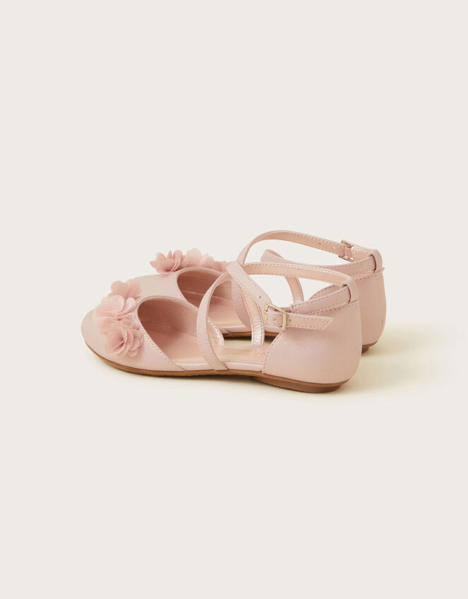 Pom-Pom Shimmer Criss Cross Ballerina Flats, Pink (PINK), large