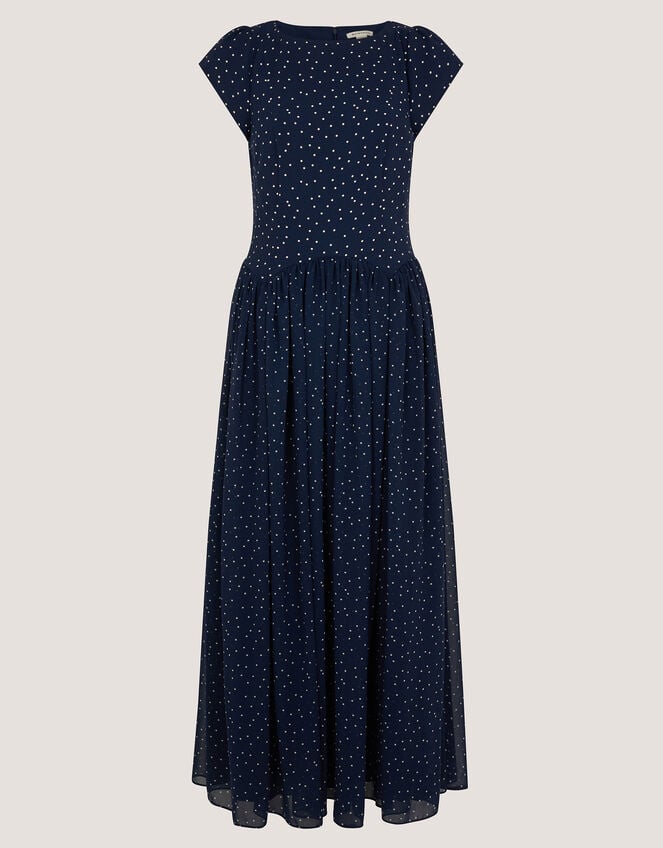 Caitie Polka Dot Midi Dress, Blue (NAVY), large