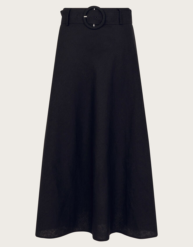 Olive Belted Midi Skirt, Black (BLACK), large