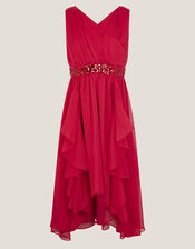 Clemmie Sequin Chiffon Prom Dress, Red (RED), large