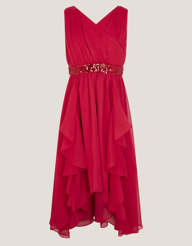 Clemmie Sequin Chiffon Prom Dress, Red (RED), large