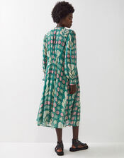 East Charlize Printed Pintuck Midi Dress, Green (GREEN), large