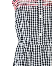 Serena Gingham Wide-Leg Jumpsuit, Black (BLACK), large