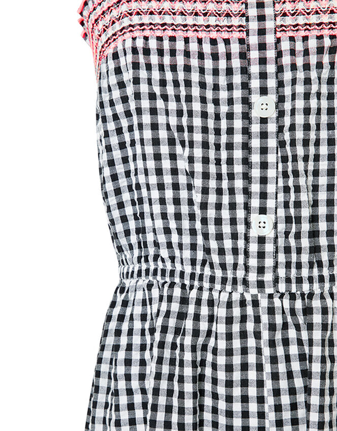 Serena Gingham Wide-Leg Jumpsuit, Black (BLACK), large