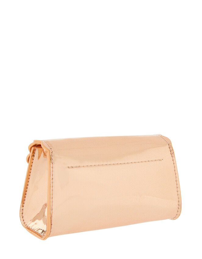 Rose Gold Patent Mini Bag with Bow, , large