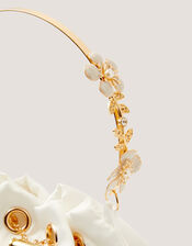 Floral Metal Handle Bag, Ivory (IVORY), large