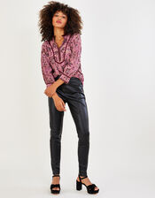 Lillian PU Trousers with Recycled Polyester, Black (BLACK), large