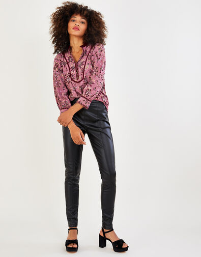 Lillian PU Trousers with Recycled Polyester, Black (BLACK), large