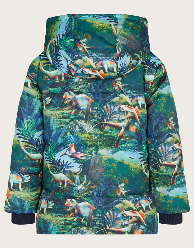 Dinosaur Print Padded Coat, Green (GREEN), large