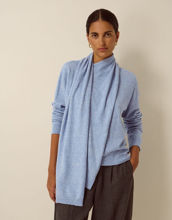 Shaw Scarf Knit Jumper, Blue (BLUE), large