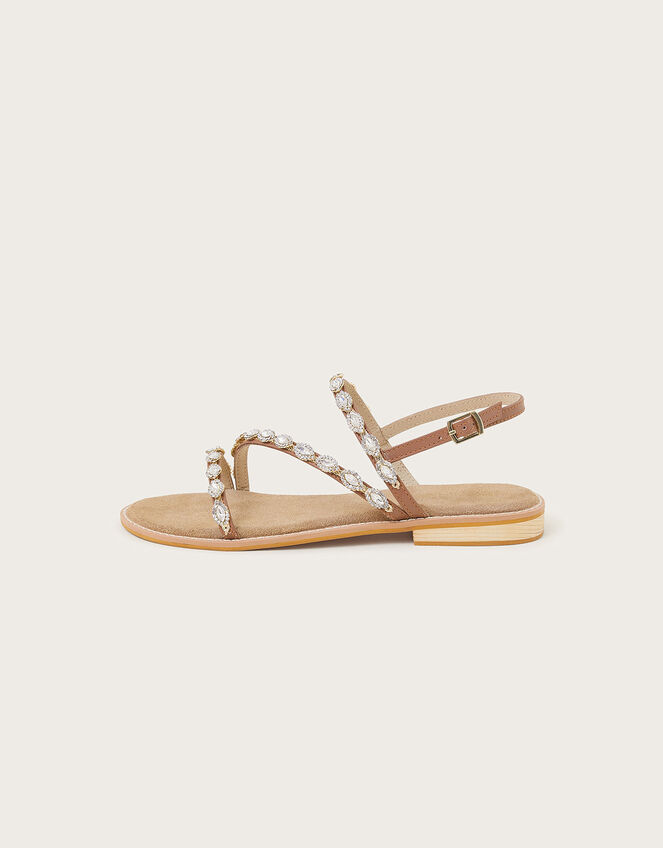 Embellished Leather Sandals, Gold (GOLD), large