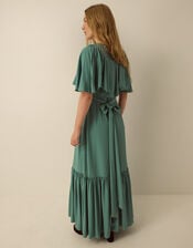 Monsoon x Queens of Archive Sophia Lattice Cape Sleeve Maxi Dress, Blue (BLUE), large
