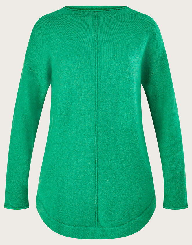 High Neck Longline Jumper with Recycled Polyester Green Jumpers