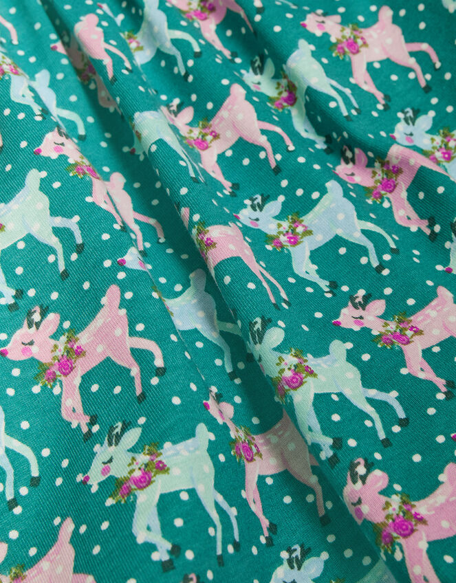 Baby Reindeer Jersey Dress in Sustainable Cotton, Teal (TEAL), large