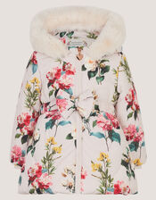 Baby Botanical Print Padded Coat, Ivory (IVORY), large
