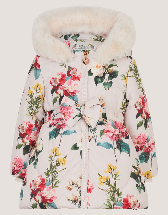 Baby Botanical Print Padded Coat, Ivory (IVORY), large