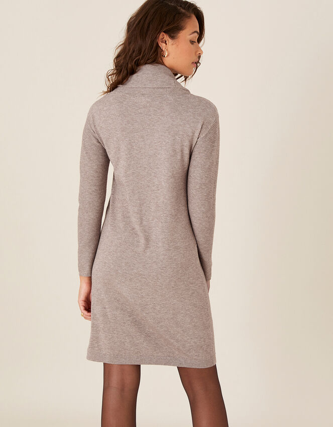 Cali Cowl Neck Knit Dress, Brown (MOCHA), large