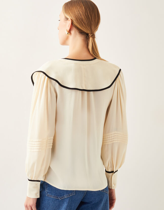 Lennox V-Neck Ruffle Blouse, Ivory (IVORY), large