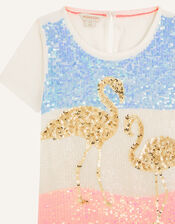 Sequin Flamingo Top, Ivory (IVORY), large