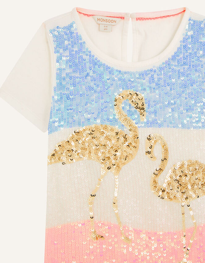 Sequin Flamingo Top, Ivory (IVORY), large