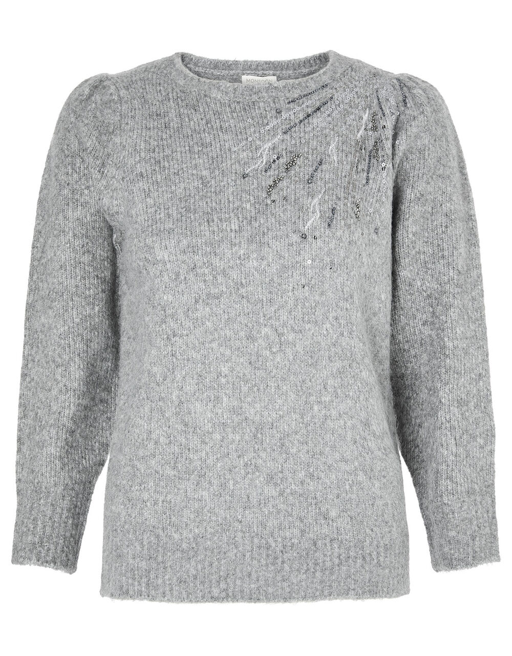 Embellished Shoulder Knit Jumper Grey | Jumpers | Monsoon UK.