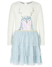 XMAS Sequin Penguin Disco Dress, Blue (BLUE), large
