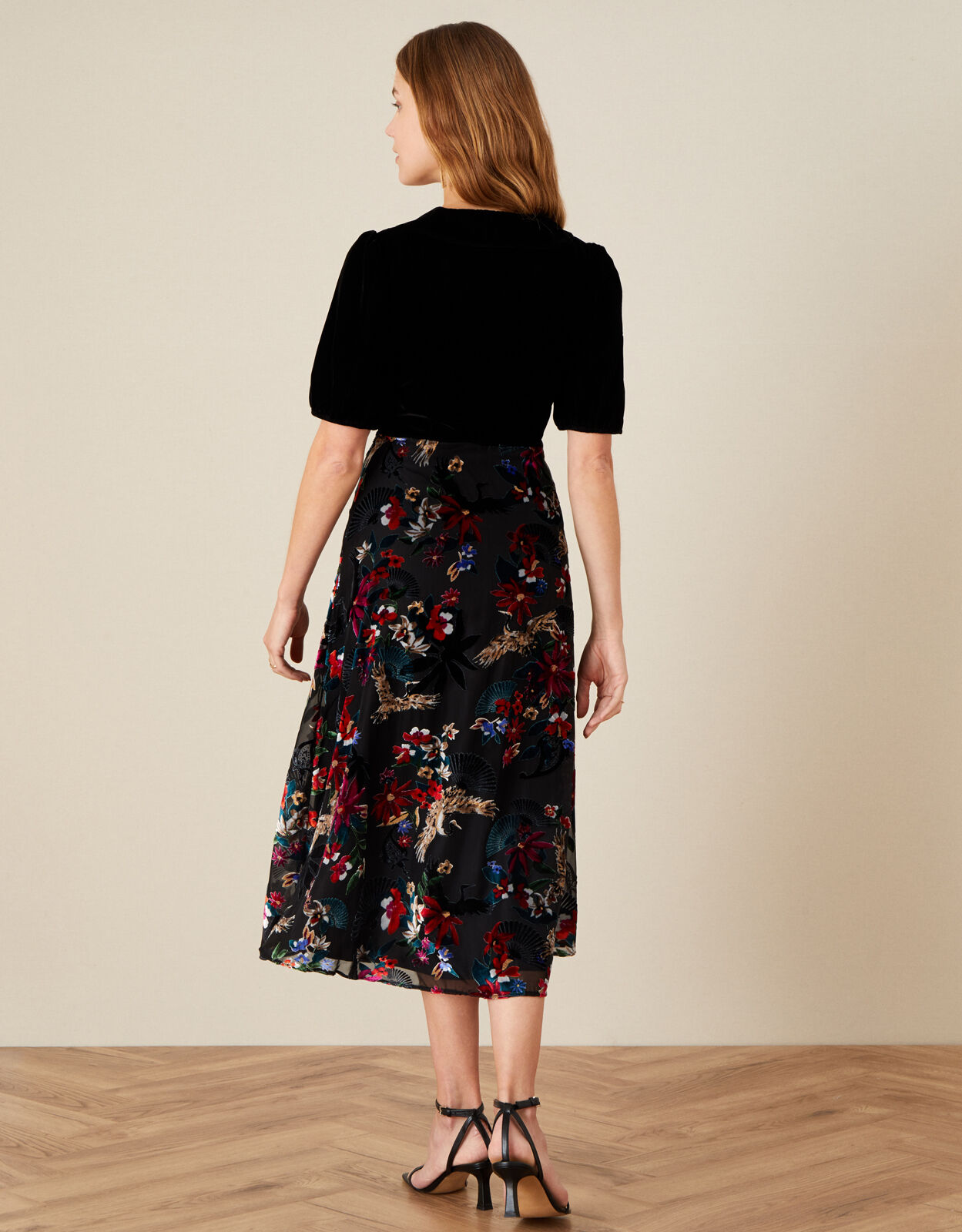 Carena Crane Devore Velvet Midi Dress 