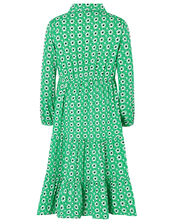 Dido Floral Shirt Dress in Recycled Polyester, Green (GREEN), large