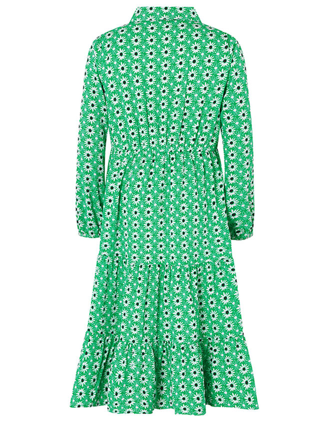 Dido Floral Shirt Dress in Recycled Polyester, Green (GREEN), large