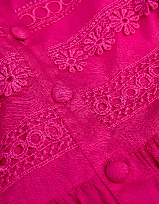 Embroidered Short Sleeve Dress, Pink (PINK), large