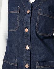 Pia Denim Pinafore Mini Dress, Blue (INDIGO), large