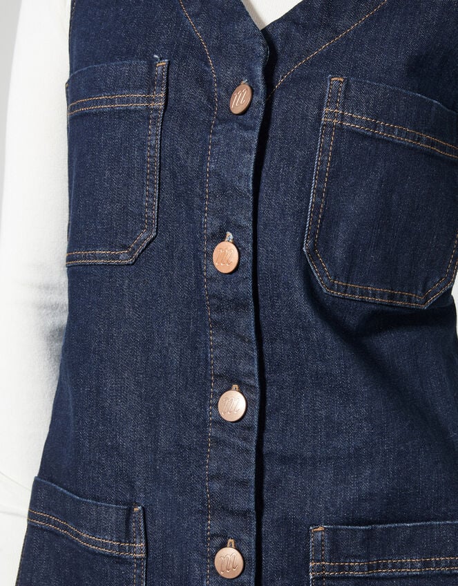 Pia Denim Pinafore Mini Dress, Blue (INDIGO), large