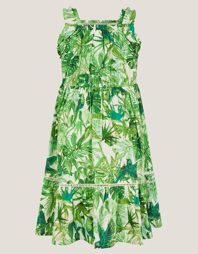 Jungle Print Sleeveless Dress, Green (GREEN), large