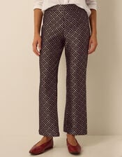 Jodi High Waisted Jacquard Straight Leg Trousers, Black (BLACK), large