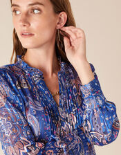 Paisley Print Pintuck Blouse, Blue (COBALT), large