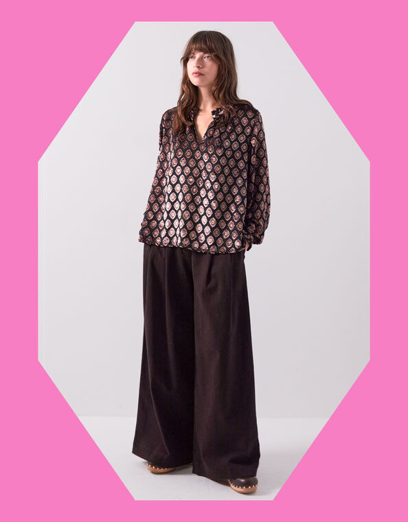 East Pheba Print Blouse, Black (BLACK), large