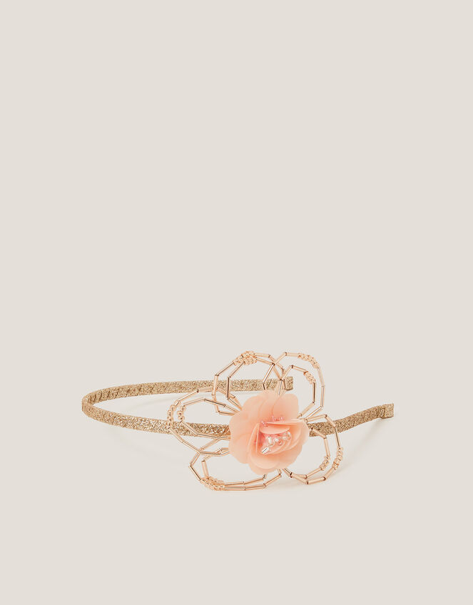 Embellished Flower Glitter Headband, , large