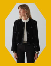 Maison Hotel Embroidered Velvet Jacket, Black (BLACK), large