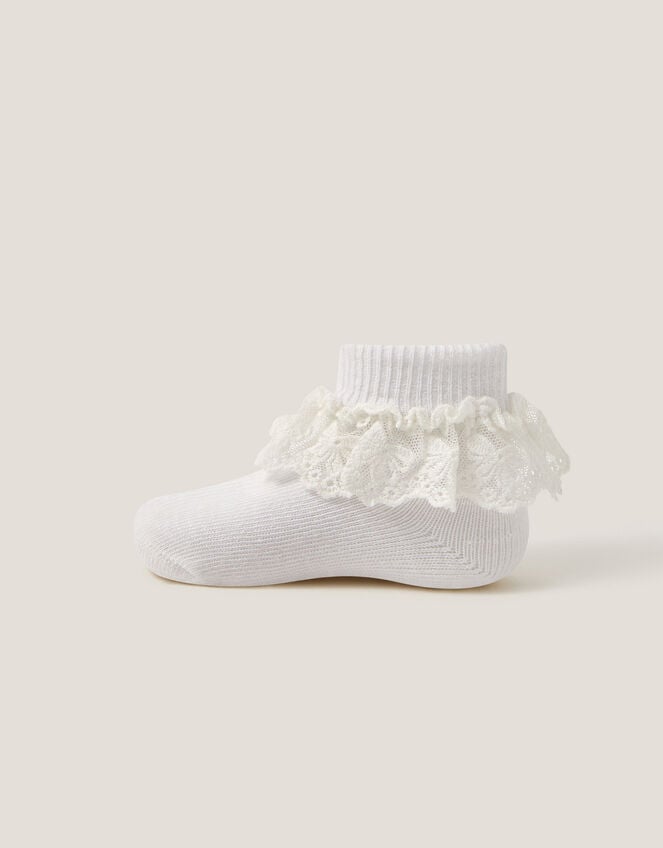 Baby Flower Lace Socks, White (WHITE), large