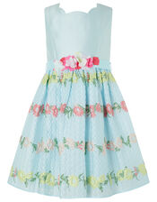 Ariella Floral Jacquard Dress, Blue (BLUE), large