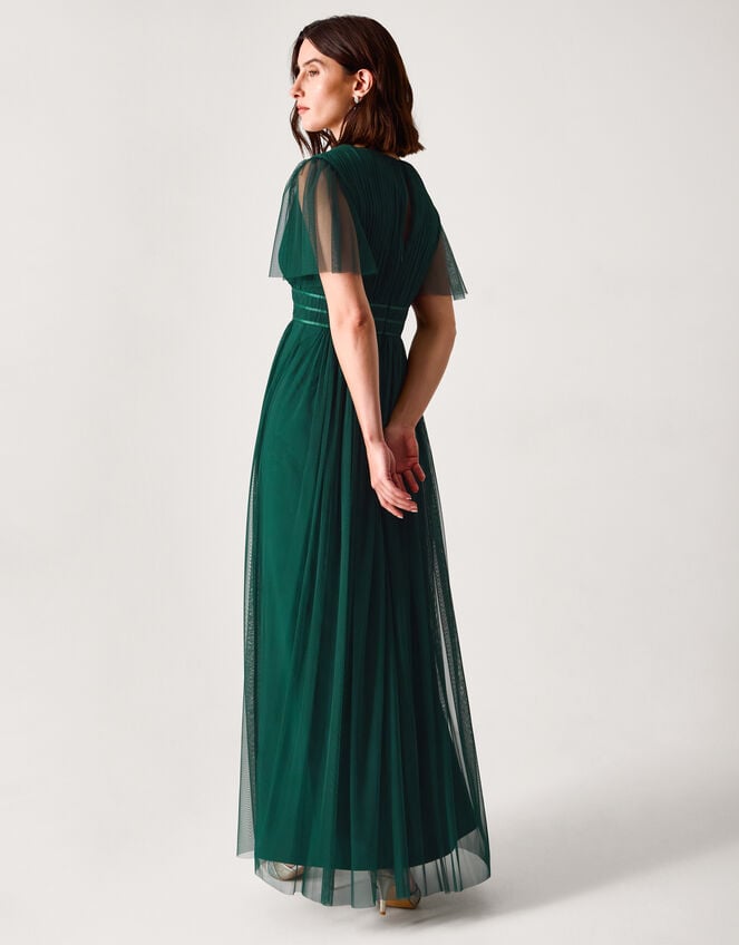 Emily Short Sleeve Tulle Bridesmaid Dress Green | Evening Dresses