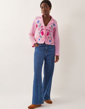 Agata Embroidered Tie Top, Pink (PINK), large