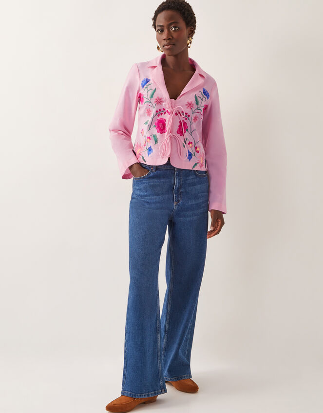 Agata Embroidered Tie Top, Pink (PINK), large