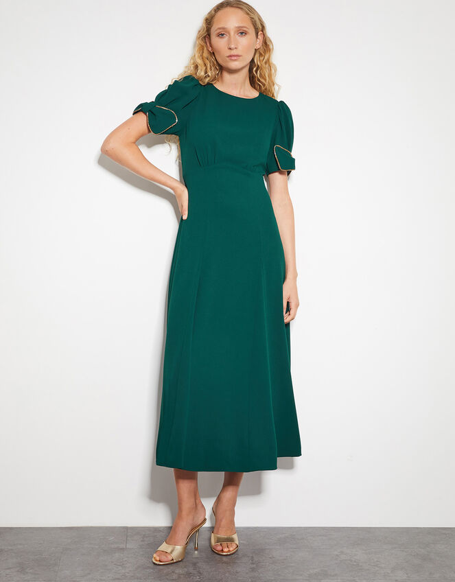 Belle Bow Sleeve Midi Dress, Green (GREEN), large