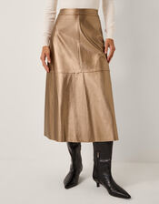Pippa Faux Leather Midi Skirt, Bronze (BRONZE), large