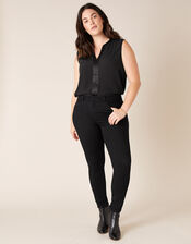 Nadine Short Length Jeans with Organic Cotton, Black (BLACK), large