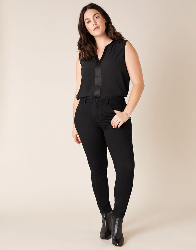Nadine Short Length Jeans with Organic Cotton, Black (BLACK), large
