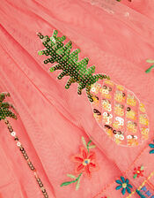 Tropical Embellished Disco Dress, Orange (CORAL), large