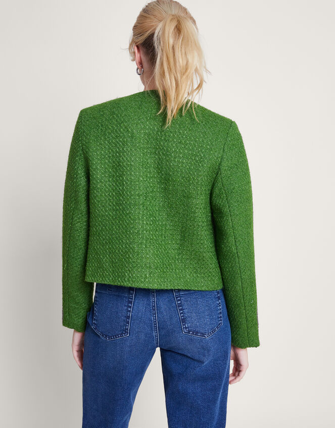 Maya Tweed Crop Jacket, Green (GREEN), large