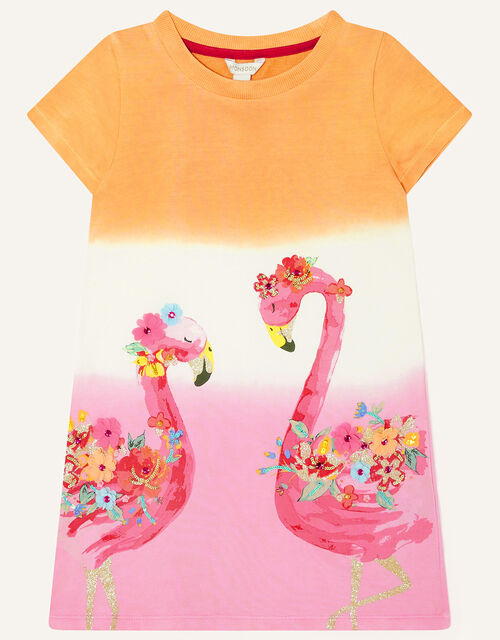 Flamingo Tie Dye Sweat Dress, Pink (PINK), large